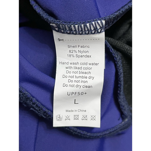 Charmo Womens One Piece Swimsuit Blue Cut Out Scoop Neck UPF 50+ L New - Picture 7 of 9